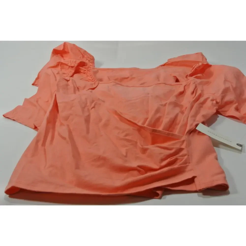 Anthropologie Women's Puff-Sleeve Wrap Top Pink XXS NWT 98